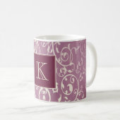 Magenta Elegant Monogramme Mug (Devant droit)