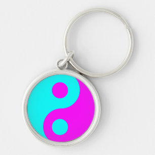 Magenta en Aqua Yin Yang Sleutelhanger