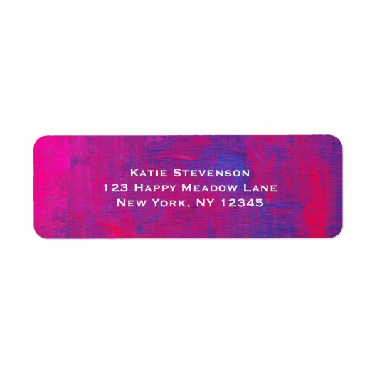 Magenta en Blue Abstract schilderen Etiket (Voorkant)