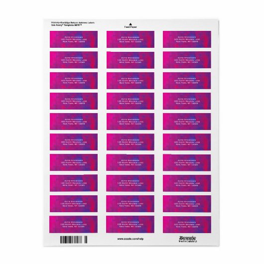 Magenta en Blue Abstract schilderen Etiket (Full Sheet)