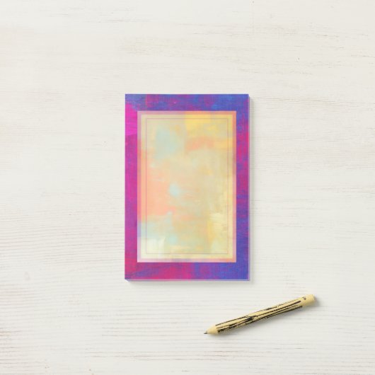 Magenta en Blue Abstract schilderen Post-it® Notes (Op bureau)