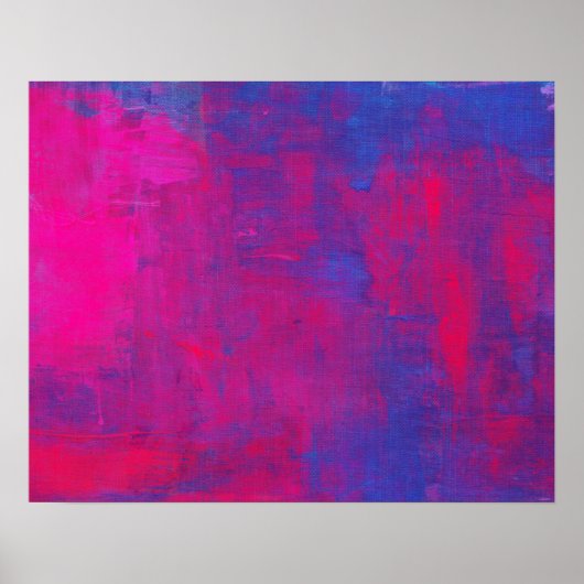 Magenta en Blue Abstract schilderen Poster (Voorkant)