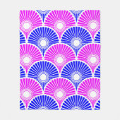 Magenta en Blue Chinese Semi Circle Wave Pattern Fleece Deken (Voorkant)