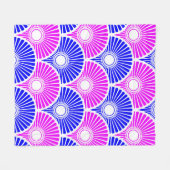 Magenta en Blue Chinese Semi Circle Wave Pattern Fleece Deken (Voorkant (Horizontaal))