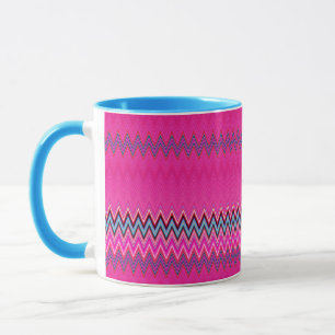 Magenta en Blue Zigzag Mok