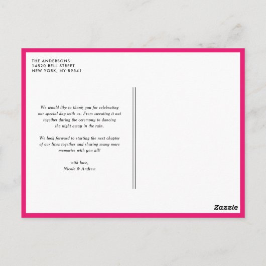 Magenta en Gele Birdcages Dank u Briefkaart (Achterkant)