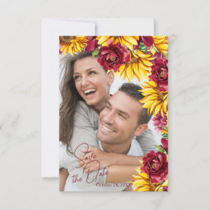 Magenta en Golden Yell Wedding Save the Date Kaart