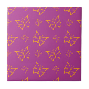 Magenta en Goldenrod Butterfly Natuur Print Tegeltje