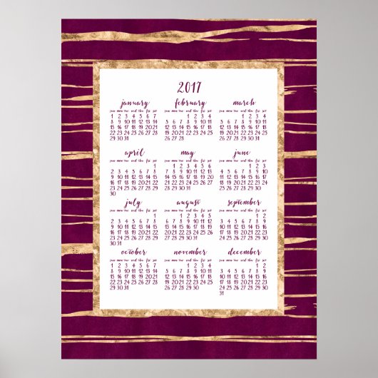 Magenta En Goud Folie Jaarlijkse 2017 Agenda Poste Poster (Voorkant)