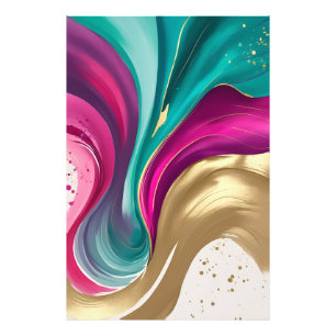 Magenta en gouden Abstracte Waterverf kunst Foto Afdruk