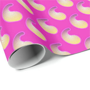 Magenta- en goudpaisleypatroon cadeaupapier