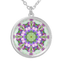 Magenta en groene Mandala Ketting