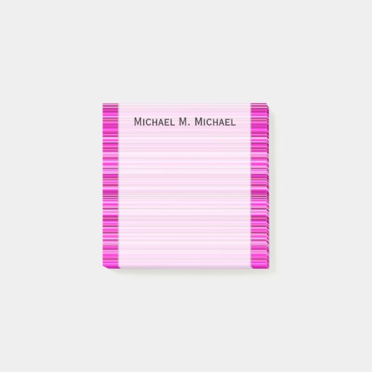 Magenta en roze stripes/linnen Patroon + Naam Opme Post-it® Notes (Voorkant)