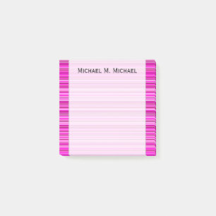 Magenta en roze stripes/linnen Patroon + Naam Opme Post-it® Notes