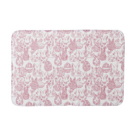 Magenta en White Easter Bunnies and Eggs Bath Mat