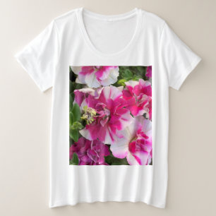 magenta en witte garnalen grote maat t-shirt