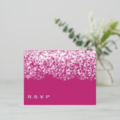 Magenta en Zilverfolie Bruiloft RSVP Kaart (Staand Voorkant)