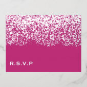 Magenta en Zilverfolie Bruiloft RSVP Kaart (Voorkant)
