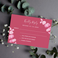 Magenta eucalyptus bruiloft RSVP