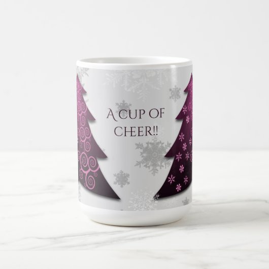 Magenta Festif Arbre de Noël Café Mug (Centre)