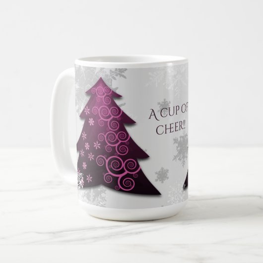 Magenta Festif Arbre de Noël Café Mug (Devant gauche)