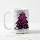 Magenta Festif Arbre de Noël Café Mug (Gauche)
