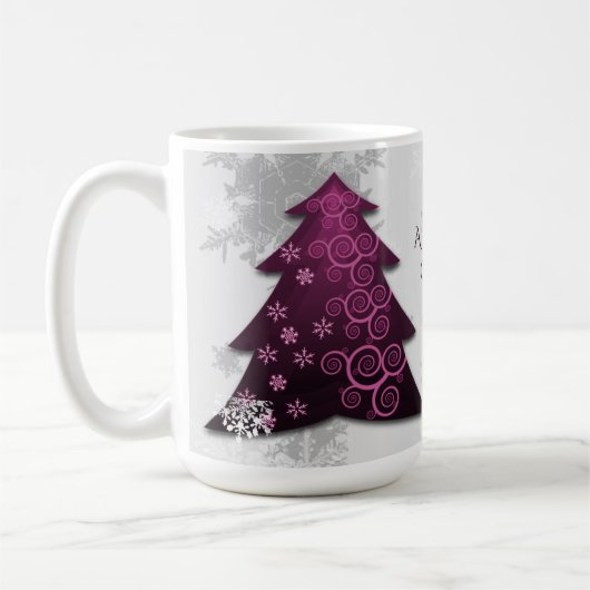 Magenta Festif Arbre de Noël Café Mug (Gauche)