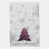 Magenta Festive Arbre de Noël Serviette de cuisine (Vertical)