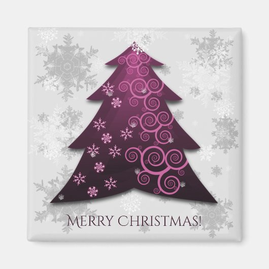 Magenta Festive kerstboom Magnet Magneet (Voorkant)