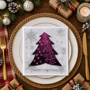 Magenta Festive Kerstboom Papieren Servet