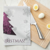 Magenta Festive kerstboomkeuken Theedoek (Quarter Fold)