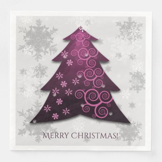 Magenta Festive kerstboompapier servkin Servet (Voorkant)