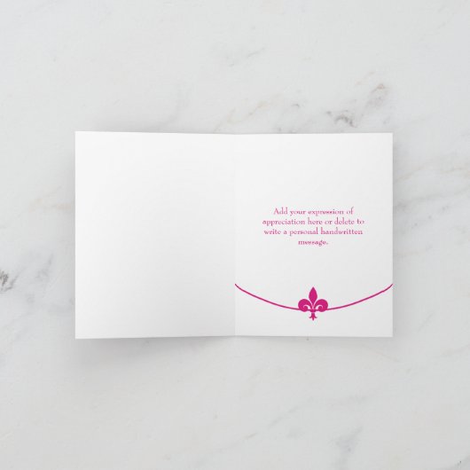 Magenta Fleur de Lis Foto Weddenschap Hartelijk da Bedankkaart (Binnen)
