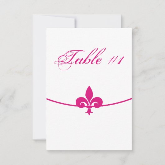 Magenta Fleur de Lis Reception Table Card Kaart (Voorkant)