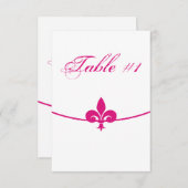 Magenta Fleur de Lis Reception Table Card Kaart (Voorkant / Achterkant)