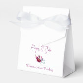 Magenta Floral Champagne Witte bruiloft Bedankdoosjes (Voorkant Zijde)