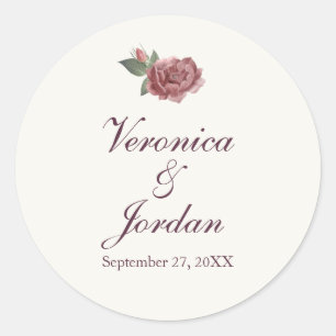 Magenta Floral Custom Bruiloft Stickers