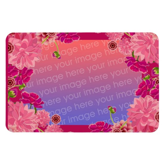 Magenta floral foto magneet (Horizontaal)