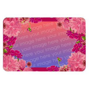 Magenta floral foto magneet