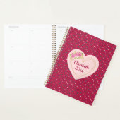 Magenta Floral Golden Heart Personalized Planner (Display)