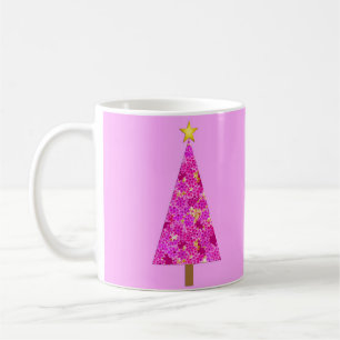 Magenta Floral Moderne kerstboom Koffiemok