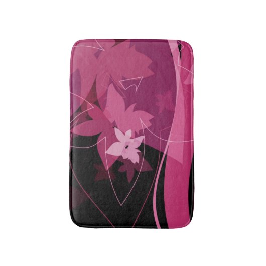 Magenta Floral Pattern Badmat (Voorkant Verticaal)