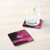 Magenta Floral Pattern Bier Onderzetter (Rechterzijde)