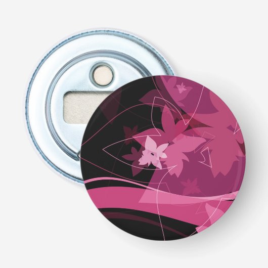 Magenta Floral Pattern Button Flesopener (Voorkant)