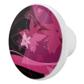 Magenta Floral Pattern Keramische Knop (Rechts)