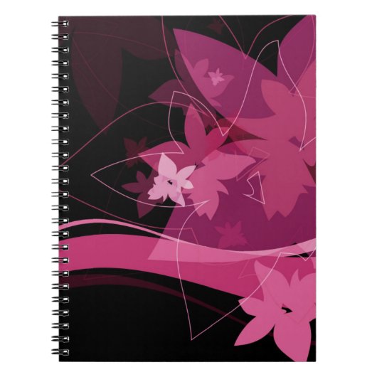 Magenta Floral Pattern Notitieboek (Voorkant)