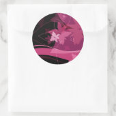 Magenta Floral Pattern Ronde Sticker (Tas)