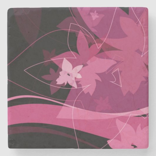 Magenta Floral Pattern Stenen Onderzetter (Voorkant)