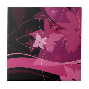 Magenta Floral Pattern Tegeltje