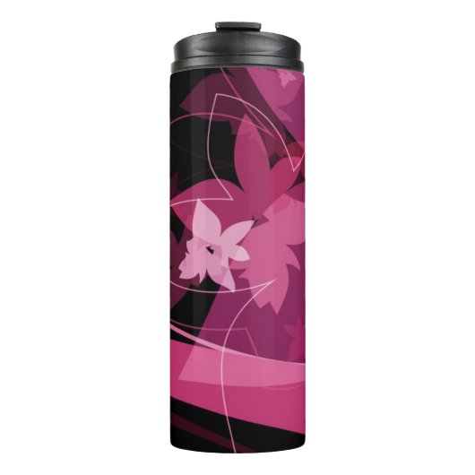 Magenta Floral Pattern Thermosbeker (Voorkant)